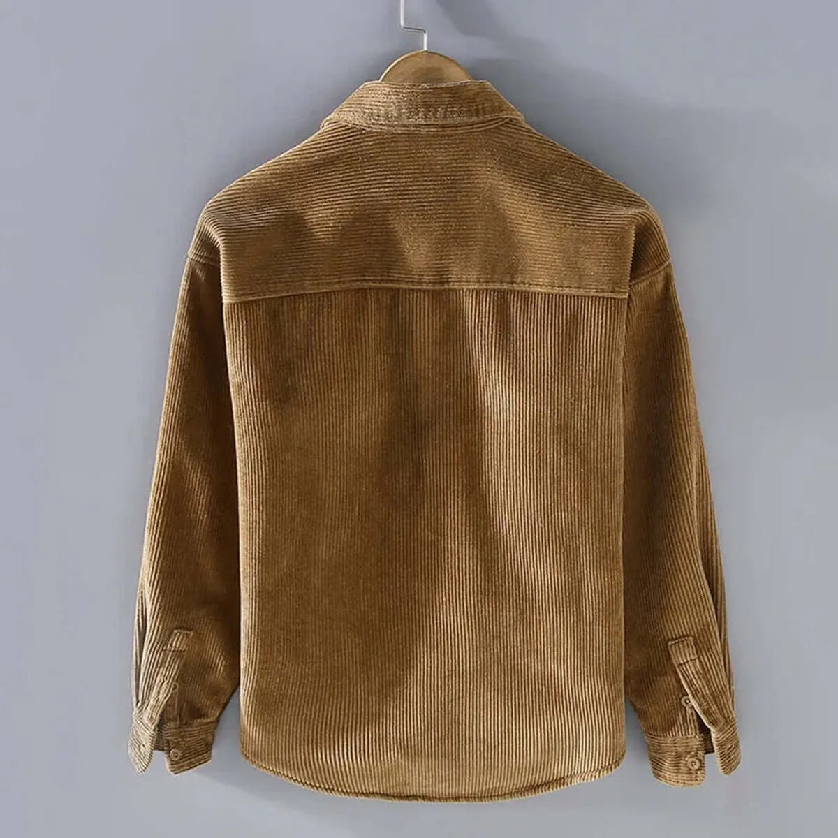 Relaxed Fleece-Lined Corduroy Shacket Jacket for Men