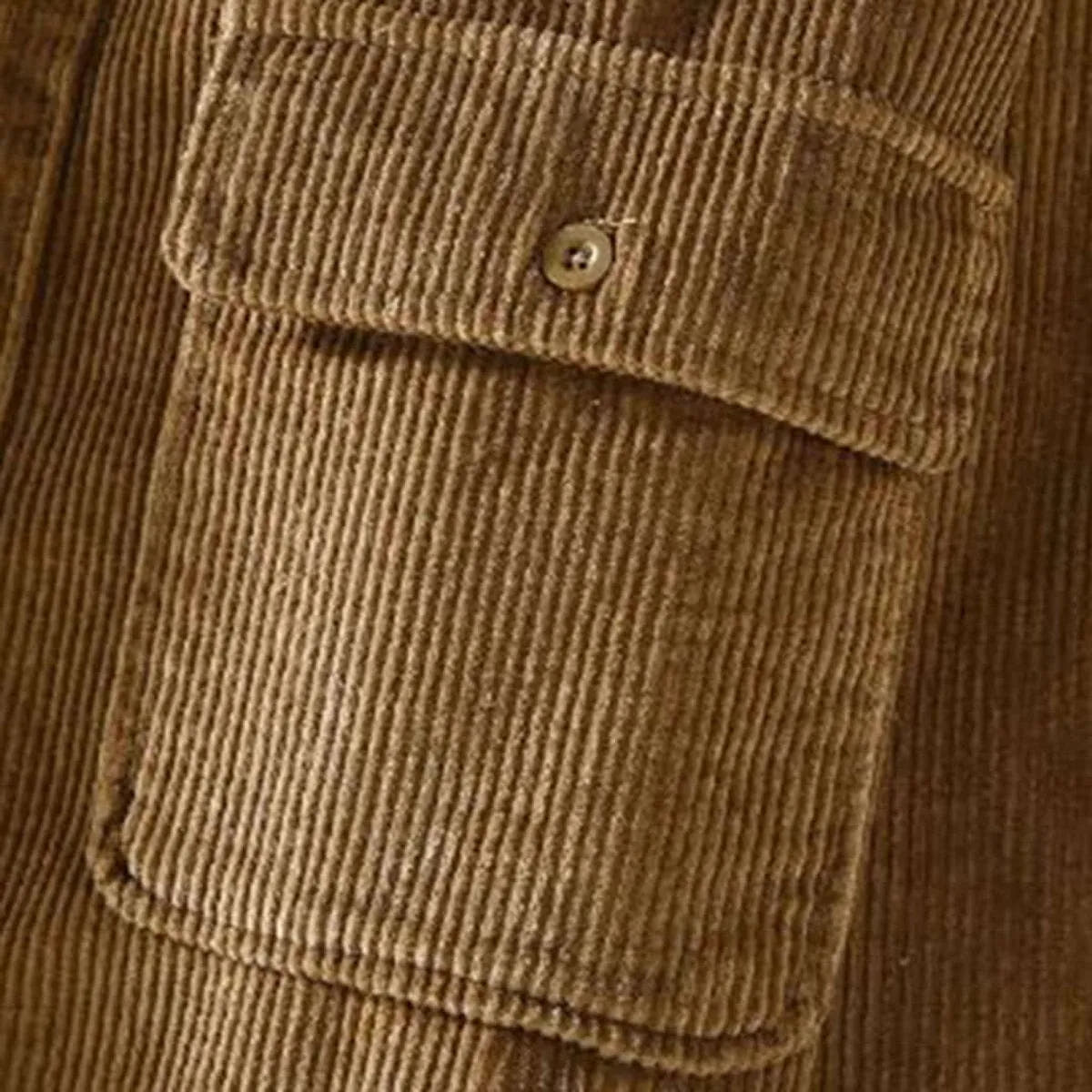 Relaxed Fleece-Lined Corduroy Shacket Jacket for Men