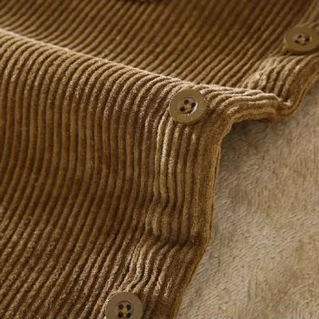Relaxed Fleece-Lined Corduroy Shacket Jacket for Men