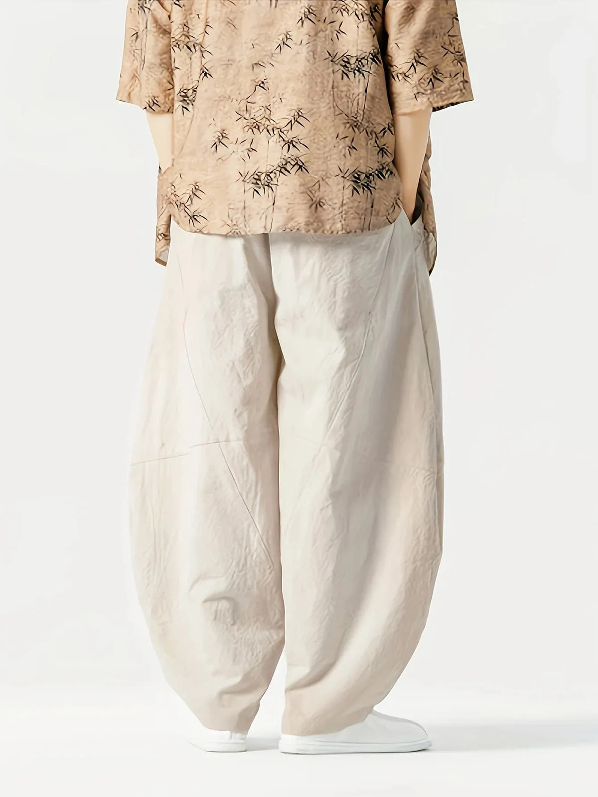 Relaxed Oversized Wide Leg Cotton Trousers for Men