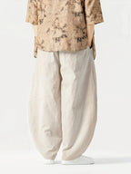 Relaxed Oversized Wide Leg Cotton Trousers for Men
