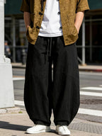 Relaxed Oversized Wide Leg Cotton Trousers for Men