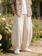 Relaxed Oversized Wide Leg Cotton Trousers for Men