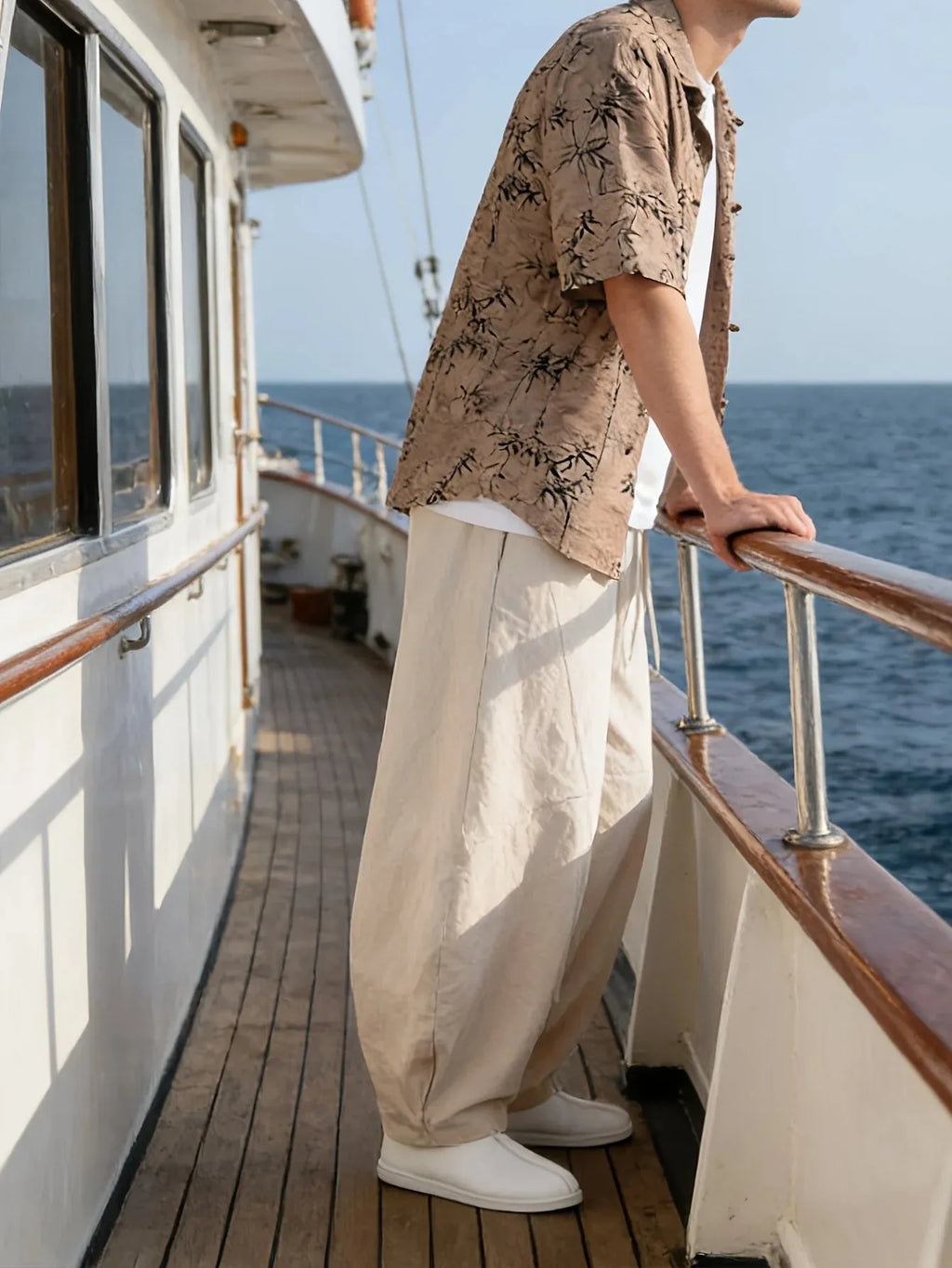 Relaxed Oversized Wide Leg Cotton Trousers for Men
