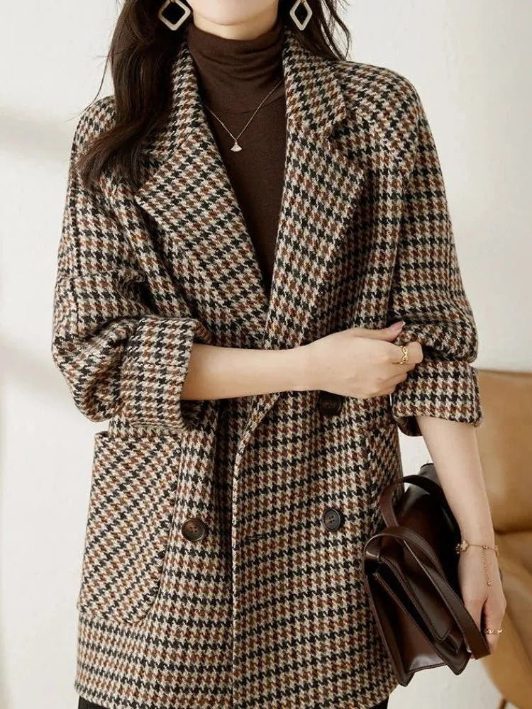 Rhea | Women's Oversized Houndstooth Wool-Effect Coat
