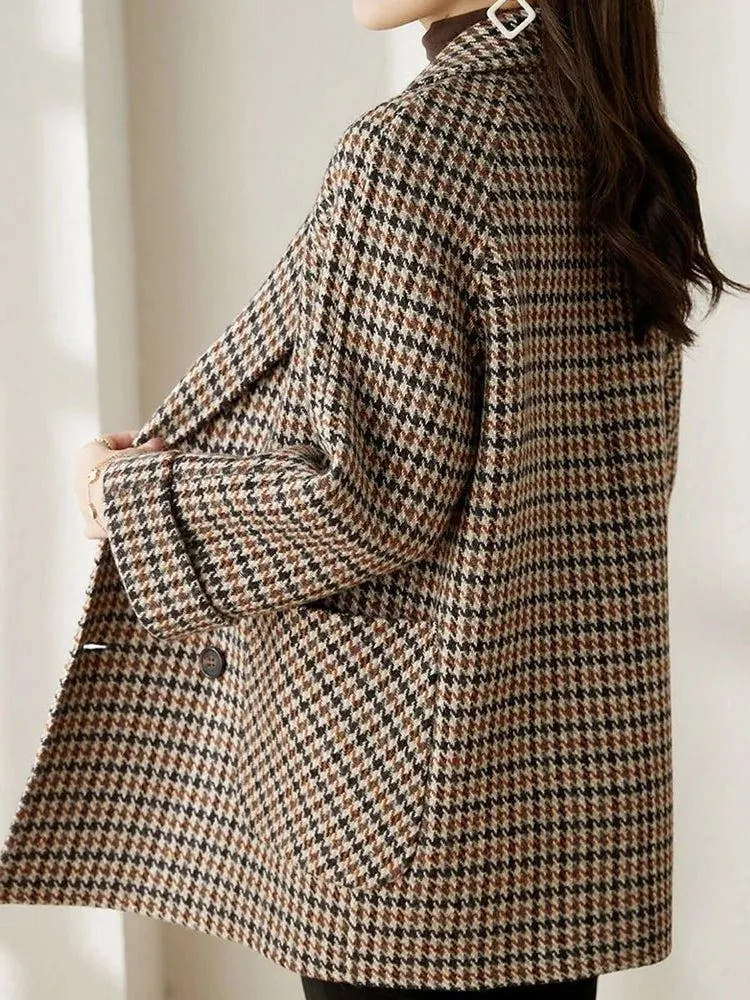 Rhea | Women's Oversized Houndstooth Wool-Effect Coat