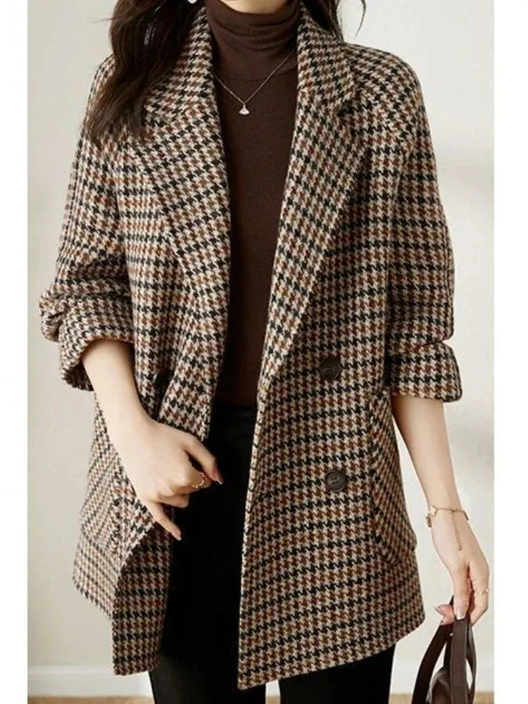 Rhea | Women's Oversized Houndstooth Wool-Effect Coat