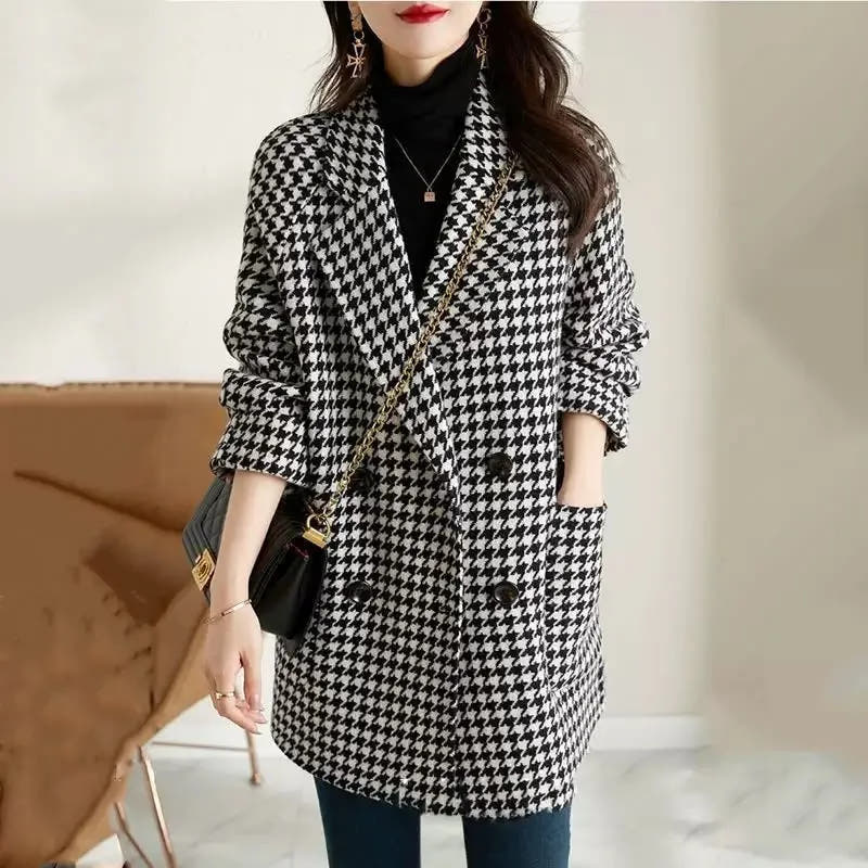 Rhea | Women's Oversized Houndstooth Wool-Effect Coat