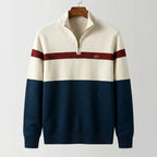 Ribbed-Collar Colour-Block Quarter-Zip Sweater for Men