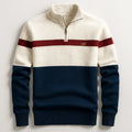 Ribbed-Collar Colour-Block Quarter-Zip Sweater for Men