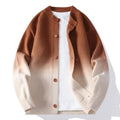 Ribbed-Crew Relaxed Knit Button-Up Cardigan for Men