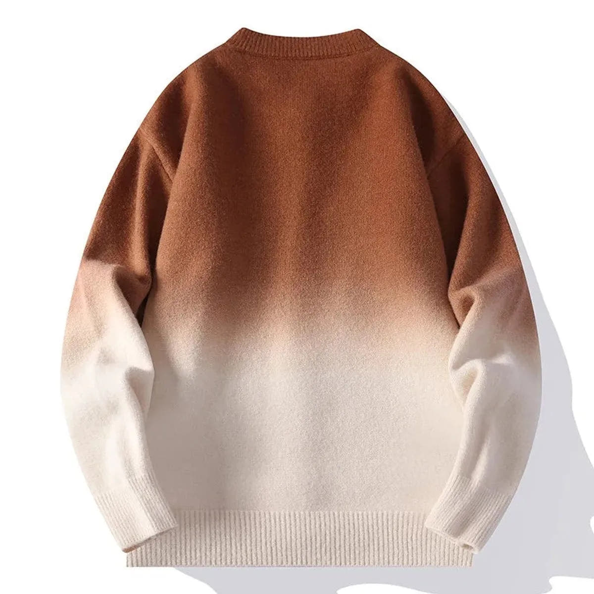 Ribbed-Crew Relaxed Knit Button-Up Cardigan for Men