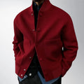 Ribbed-Cuff Textured Bomber Jacket with Stand Collar for Men