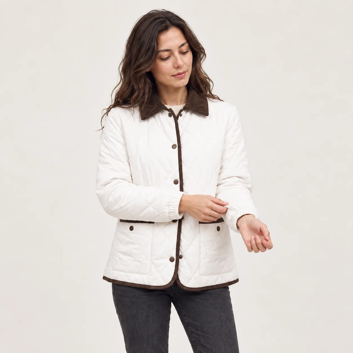 Simone | Women's Quilted Jacket with Corduroy Collar