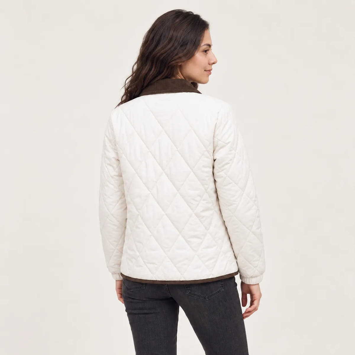 Simone | Women's Quilted Jacket with Corduroy Collar