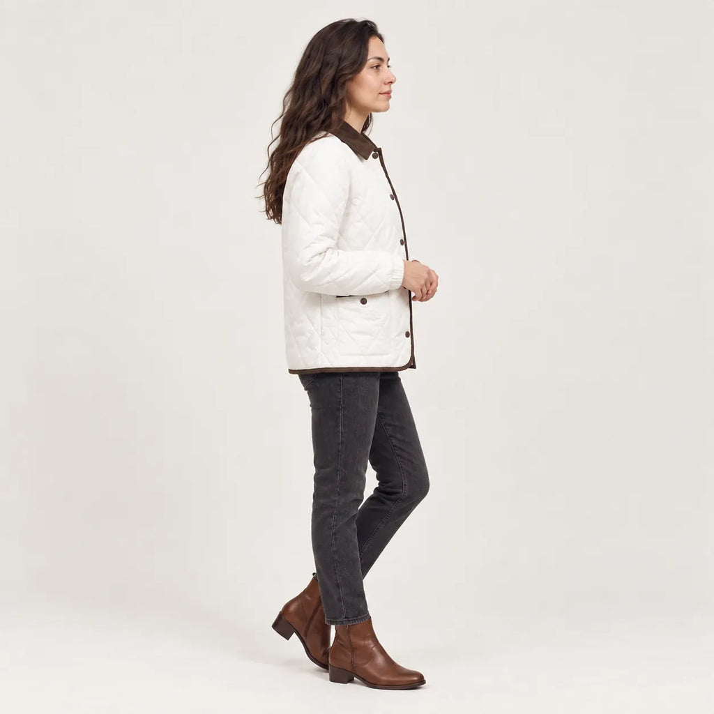 Simone | Women's Quilted Jacket with Corduroy Collar