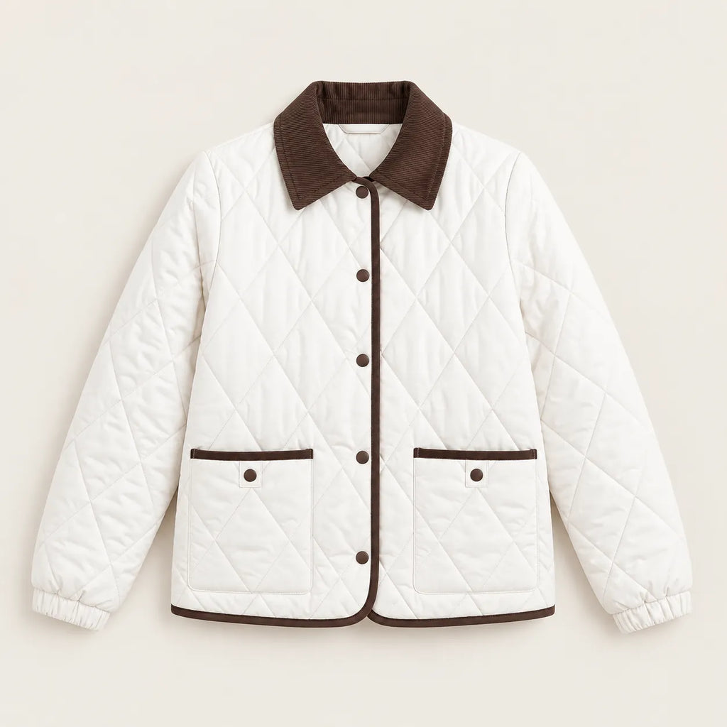 Simone | Women's Quilted Jacket with Corduroy Collar