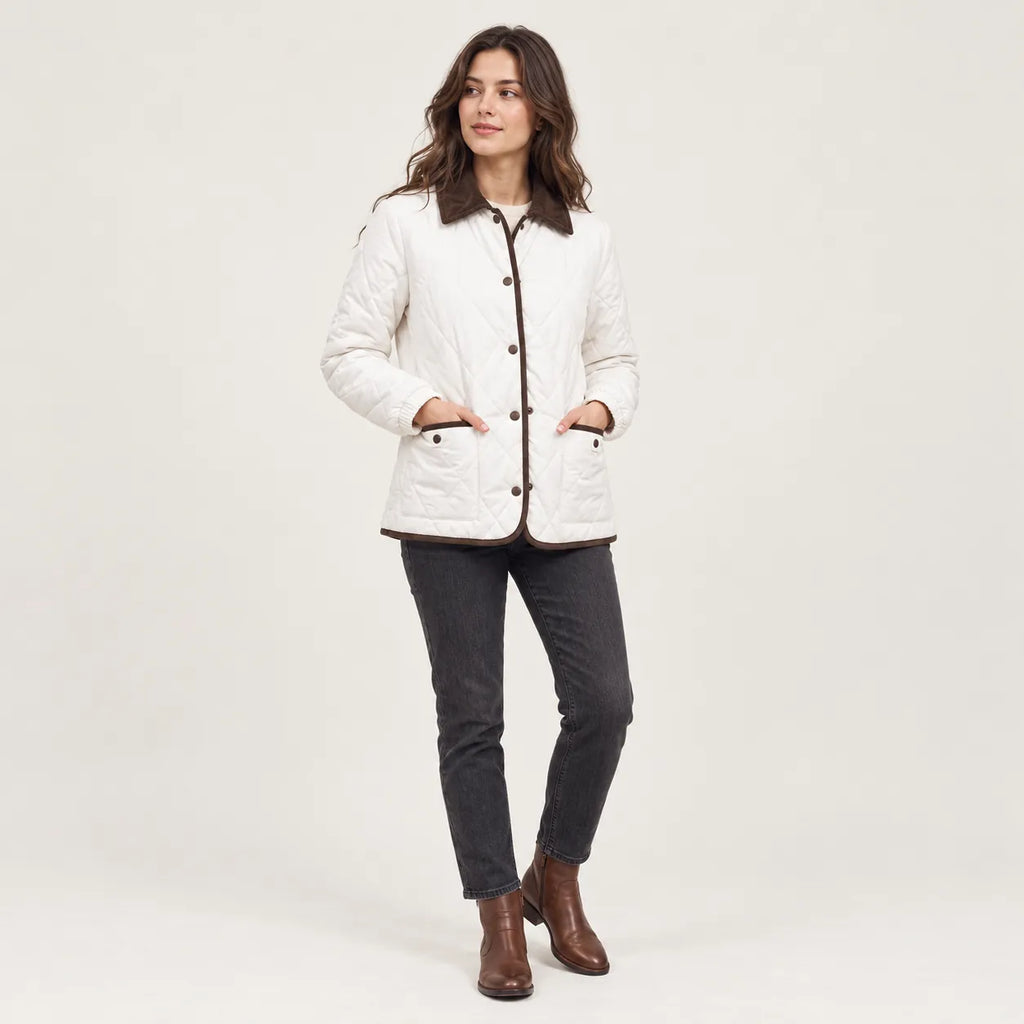 Simone | Women's Quilted Jacket with Corduroy Collar