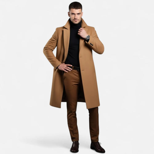 Single-Breasted Classic Trench Coat for Men