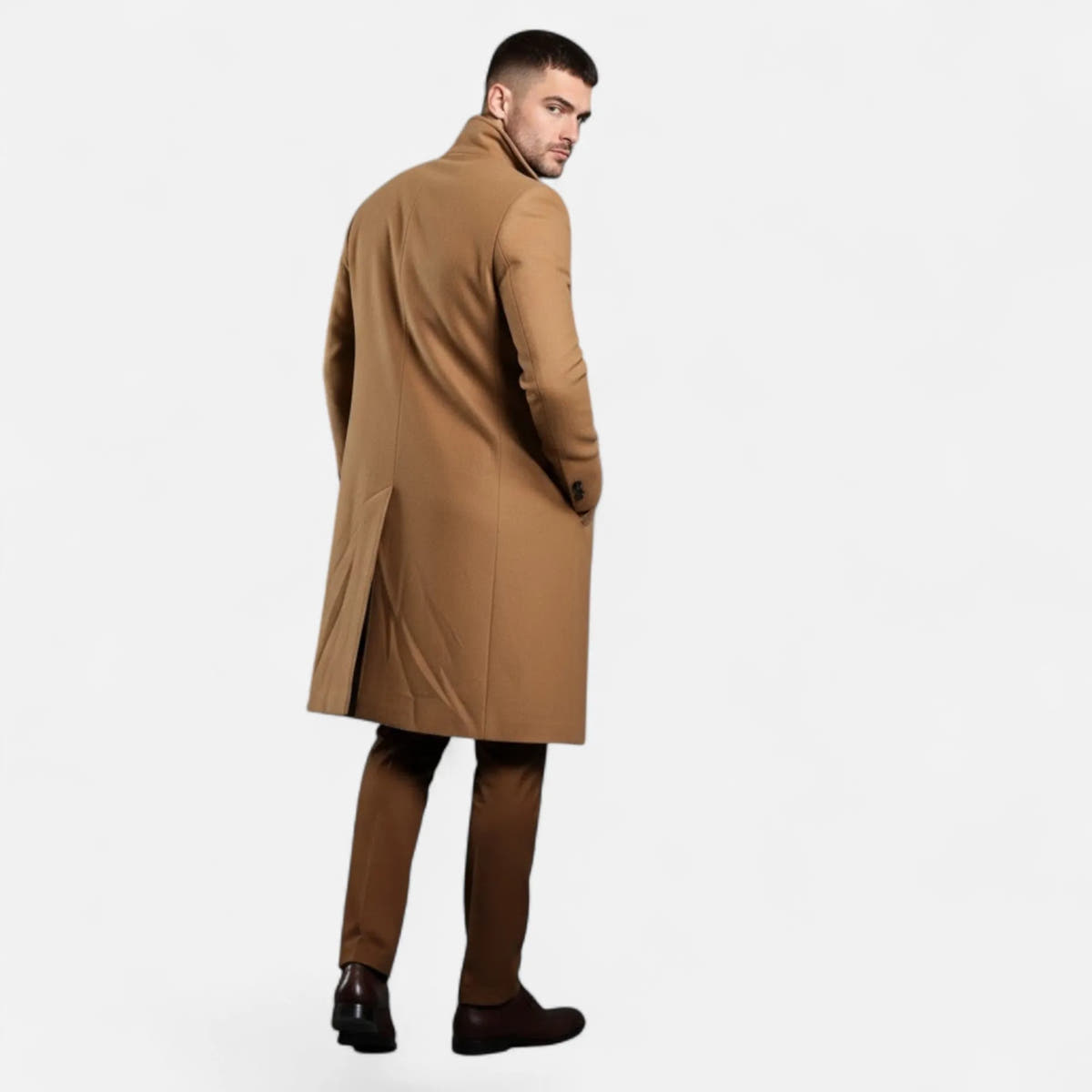Single-Breasted Classic Trench Coat for Men