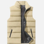 Sleeveless Quilted Zip-Up Winter Vest for Men