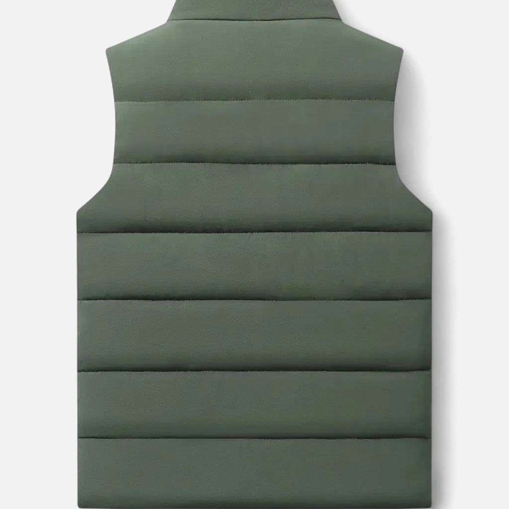 Sleeveless Quilted Zip-Up Winter Vest for Men