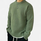 Slightly Stretchy Solid Crew Neck Pullover for Men