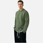 Slightly Stretchy Solid Crew Neck Pullover for Men
