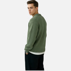 Slightly Stretchy Solid Crew Neck Pullover for Men