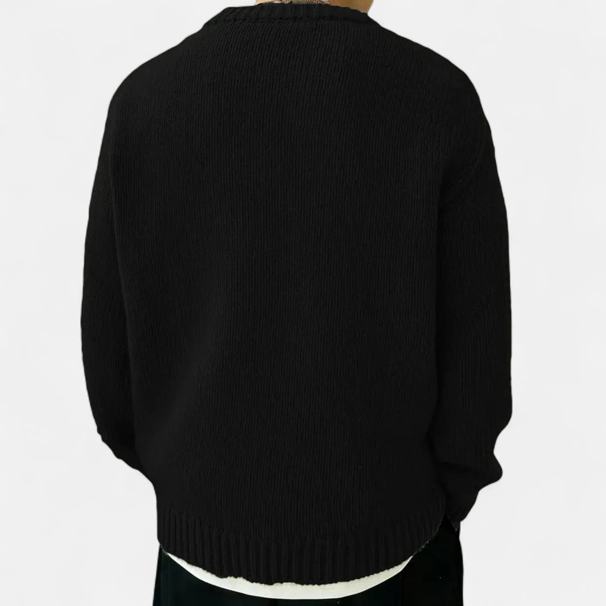 Slightly Stretchy Solid Crew Neck Pullover for Men