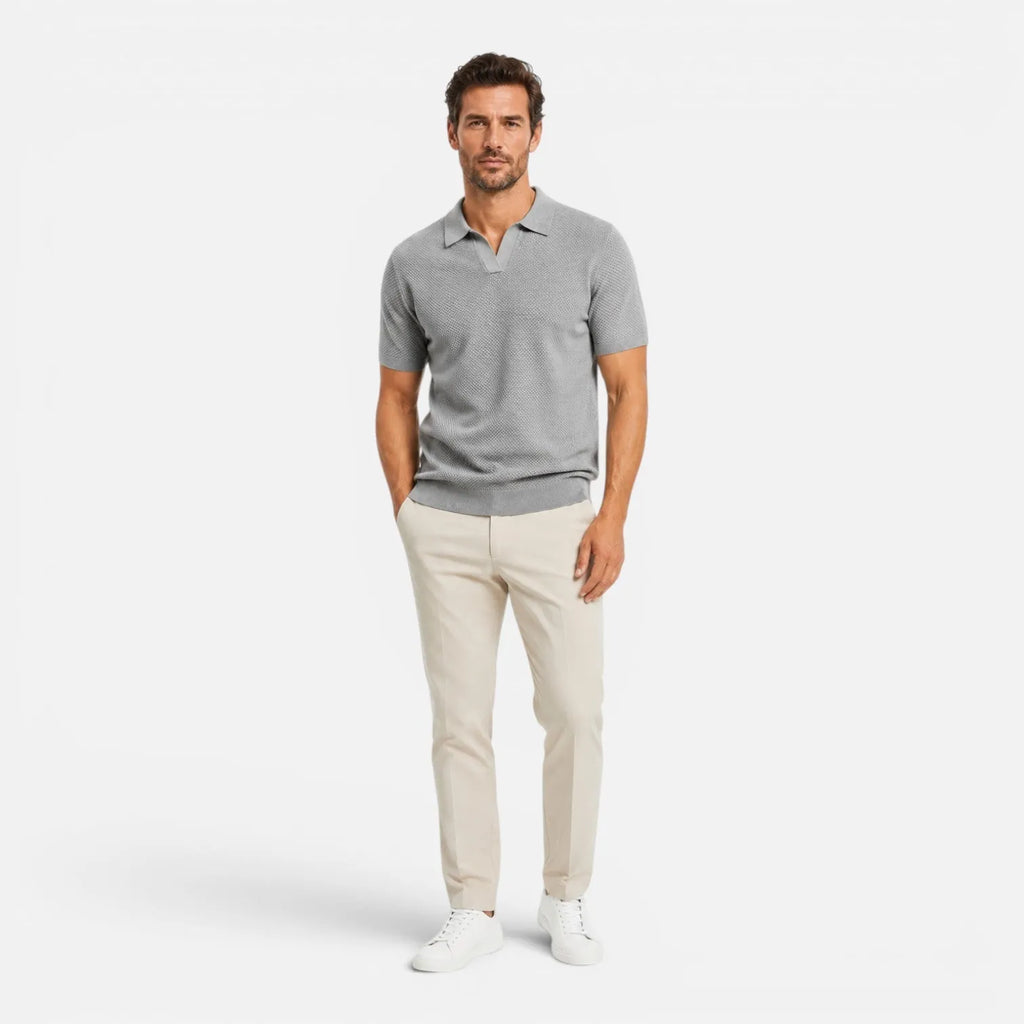 Slim Fit Breathable Lightweight Knit Polo for Men