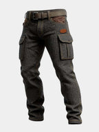 Slim Fit Cargo Trousers with Waffle Pattern for Men