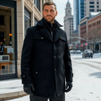 Slim Fit Long Layered-Collar Trench Coat for Men