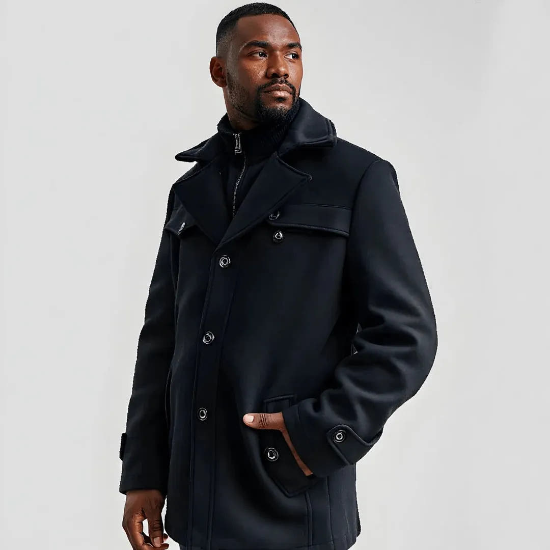 Slim Fit Long Layered-Collar Trench Coat for Men
