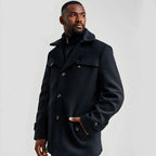 Slim Fit Long Layered-Collar Trench Coat for Men
