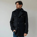 Slim Fit Long Layered-Collar Trench Coat for Men
