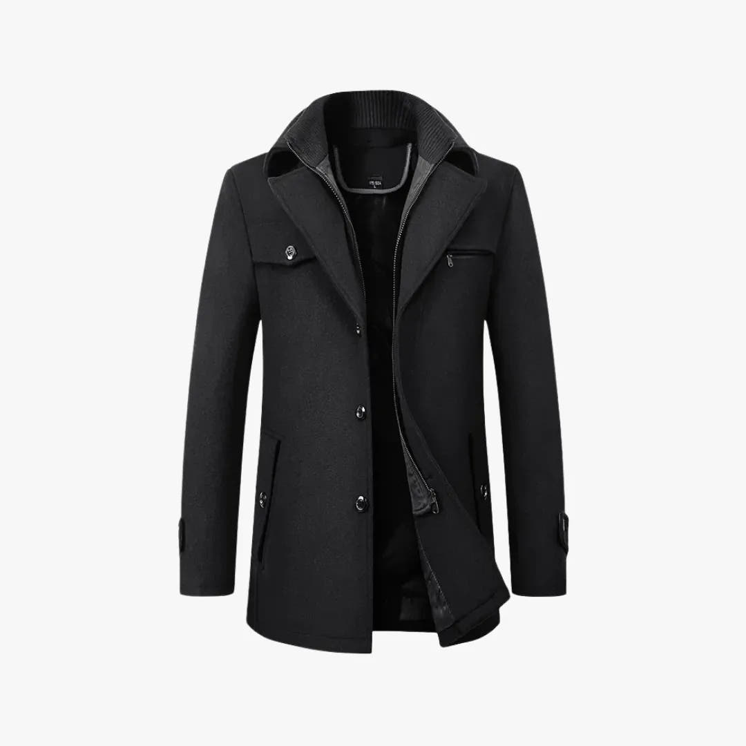 Slim Fit Long Layered-Collar Trench Coat for Men