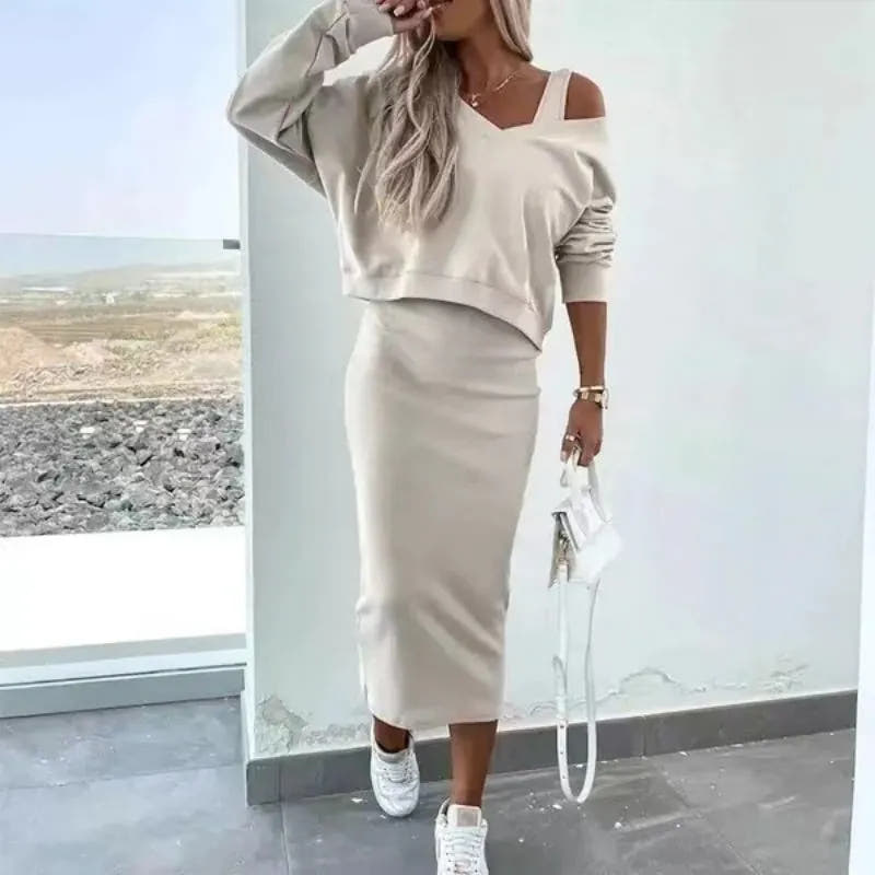 Sophia | Women's Fitted Midi Dress Oversized Sweater Set