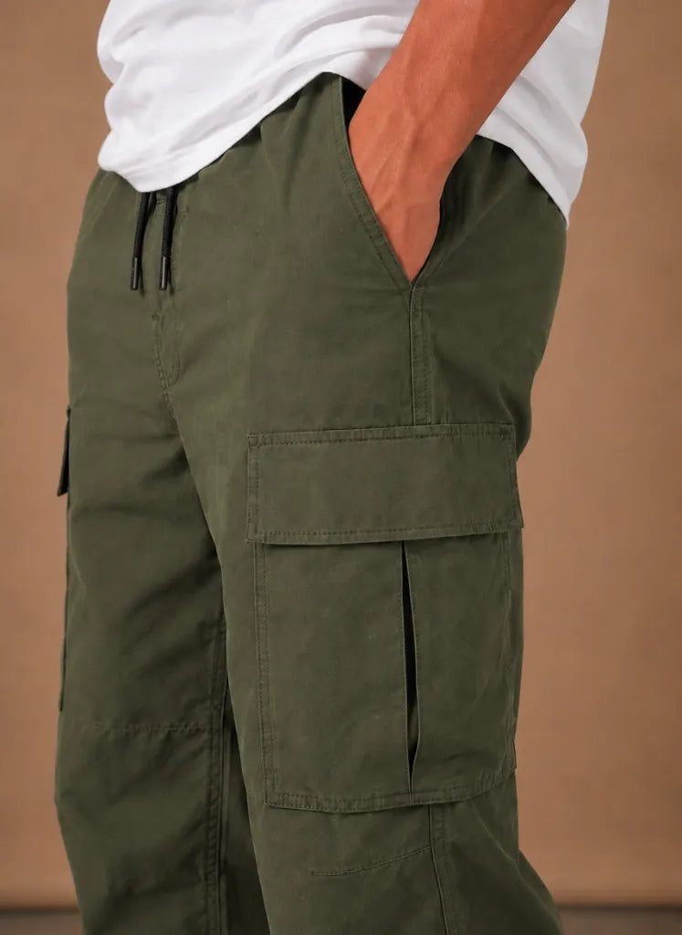 Straight-Leg Relaxed Utility Cargo Pants for Men