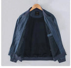 Streamlined Ribbed-Cuff Zip-Up Bomber Coat for Men