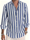 Striped Lightweight Long Sleeve Button-Up Shirt for Men