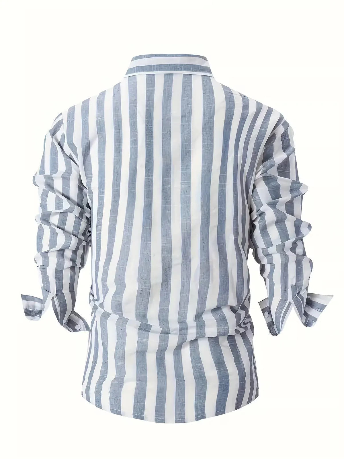 Striped Lightweight Long Sleeve Button-Up Shirt for Men