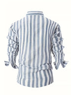 Striped Lightweight Long Sleeve Button-Up Shirt for Men