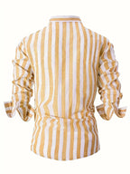 Striped Lightweight Long Sleeve Button-Up Shirt for Men