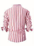 Striped Lightweight Long Sleeve Button-Up Shirt for Men