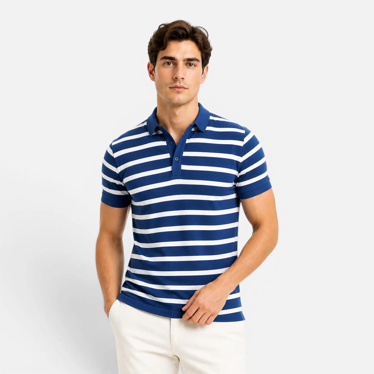 Striped Slim Fit Breathable Polo Shirt for Men