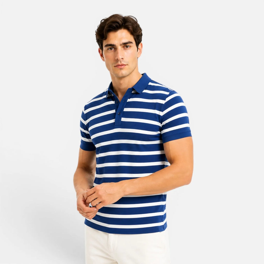 Striped Slim Fit Breathable Polo Shirt for Men