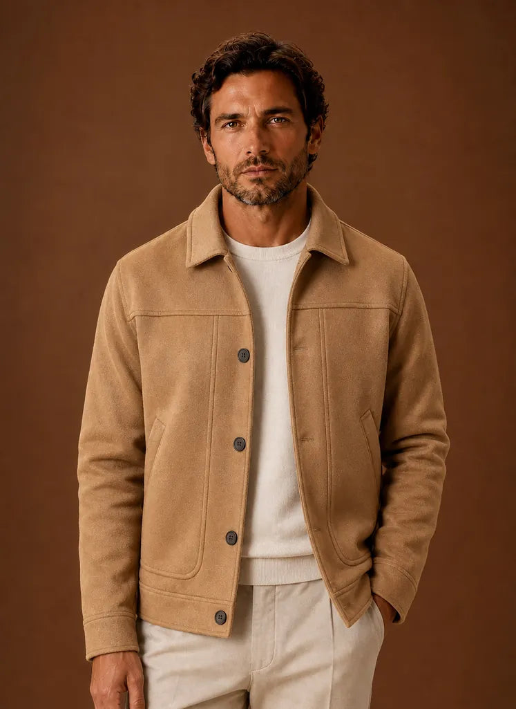 Tailored Button-Front Casual Shirt Jacket for Men