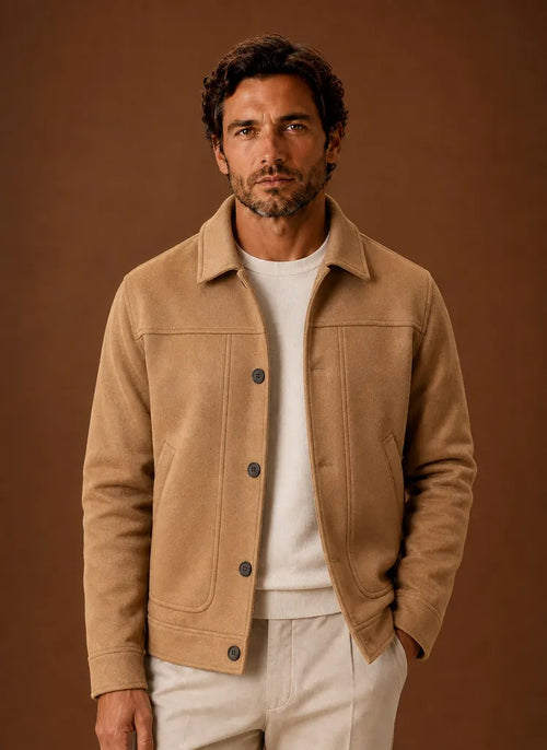 Tailored Button-Front Casual Shirt Jacket for Men