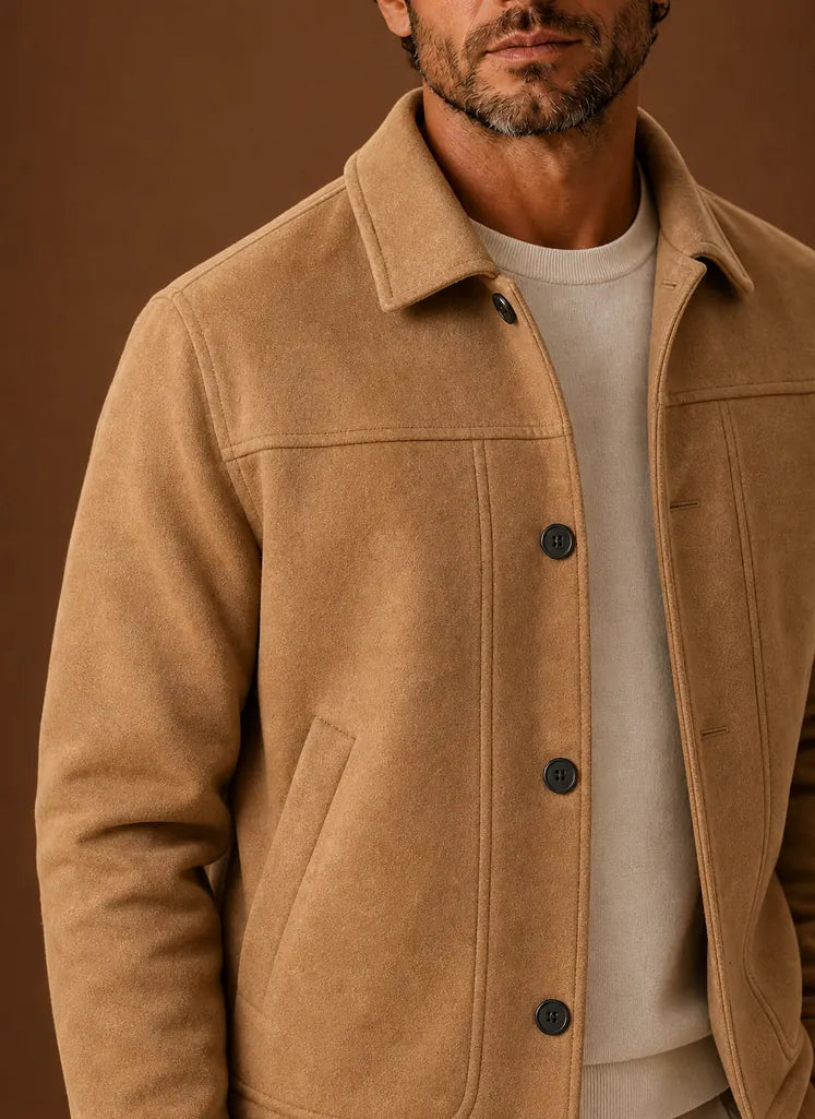 Tailored Button-Front Casual Shirt Jacket for Men